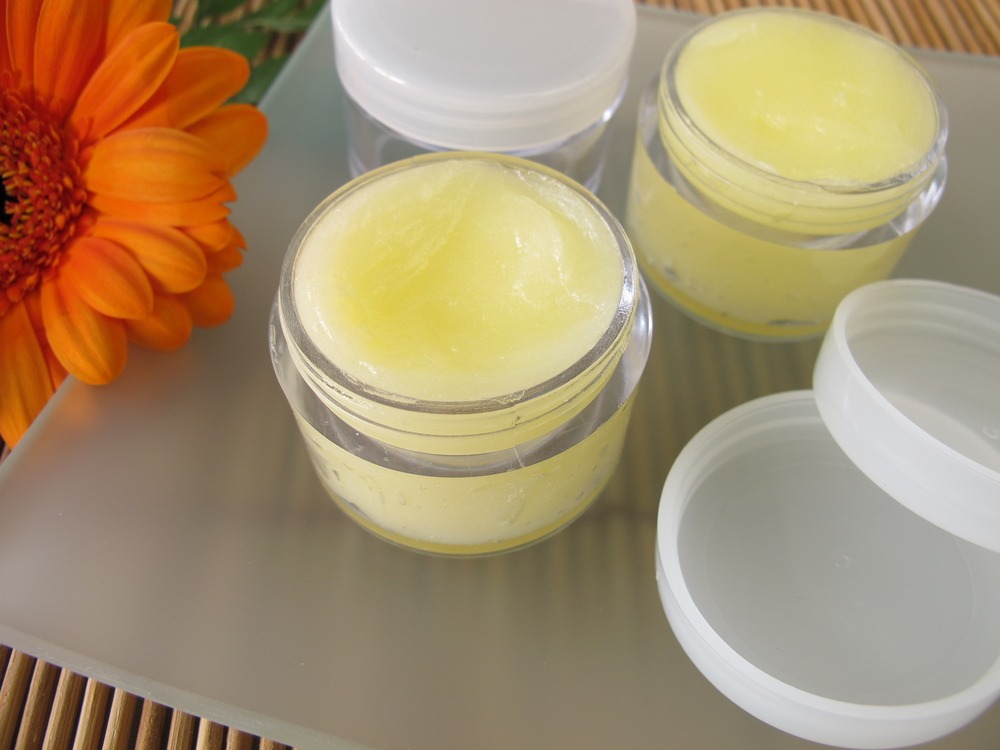 Homemade eczema salve in individual jars